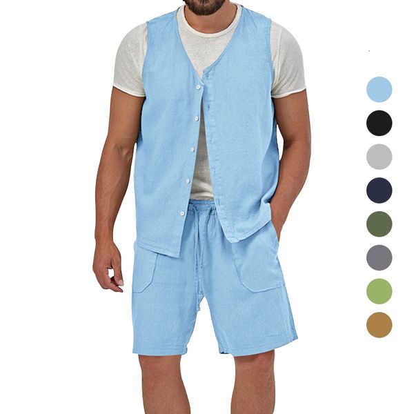 men's tracksuits 2023 summer sleeveless jacket suit casual breathable solid color vest beach shorts fashion men set 230707, Gray
men's tracksuits 2023 summer sleeveless jacket suit casual breathable solid color vest beach shorts fashion men set 230707, Gray