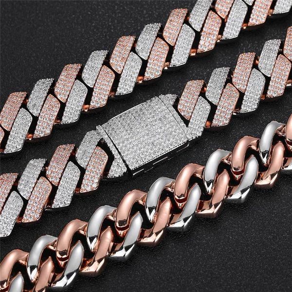 20mm flip buckle three row zircon two-color rhombus iced out cuban chain thick hip hop necklace, Silver
20mm flip buckle three row zircon two-color rhombus iced out cuban chain thick hip hop necklace, Silver
