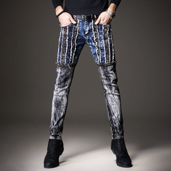 men's jeans light luxury mens slimfit stretch patchwork decors color contrast denim pants hip hop street fashion gray pants; 230707, Blue
men's jeans light luxury mens slimfit stretch patchwork decors color contrast denim pants hip hop street fashion gray pants; 230707, Blue