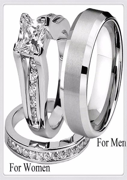 his and hers fashion 316l stainless steel titanium princess engagement wedding band ring jewelry set cne fast 8111504, Golden;silver
his and hers fashion 316l stainless steel titanium princess engagement wedding band ring jewelry set cne fast 8111504, Golden;silver