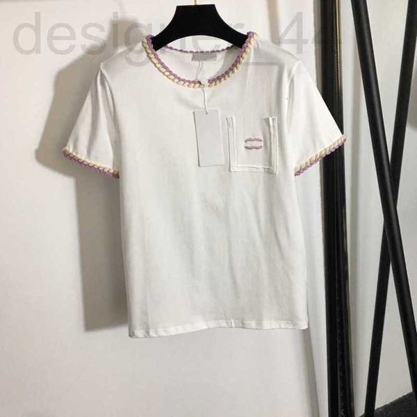 women's t-shirt designer 23sdesigner t-shirt chest embroidery round neck cotton color matching twist braided collar short sleeve leisur, White
women's t-shirt designer 23sdesigner t-shirt chest embroidery round neck cotton color matching twist braided collar short sleeve leisur, White