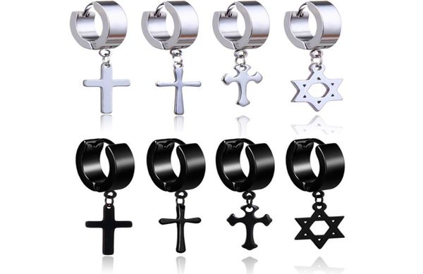 2019 stainless steel cross star drop earrings for men punk fake piercing hoop dangle earrings women fashion hypoallergenic jewelry6974651, Silver
2019 stainless steel cross star drop earrings for men punk fake piercing hoop dangle earrings women fashion hypoallergenic jewelry6974651, Silver