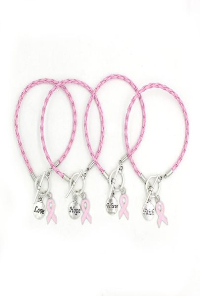 new arrival pu leather rope pink ribbon charm bracelet believe faith hope breast cancer bracelets bangles for women awareness jewe5719599, Golden;silver
new arrival pu leather rope pink ribbon charm bracelet believe faith hope breast cancer bracelets bangles for women awareness jewe5719599, Golden;silver