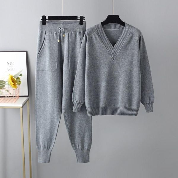 sweaters two piece women knit sport suits v neck women sweater drawstring harem pants jogging pants pullover sweater set knitted outwear, White;black
sweaters two piece women knit sport suits v neck women sweater drawstring harem pants jogging pants pullover sweater set knitted outwear, White;black