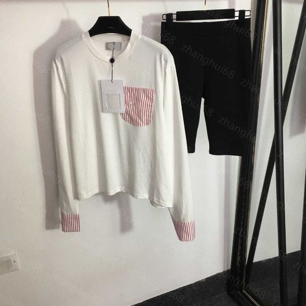 23ss women tracksuit yoga suit womens designer clothing striped color-matching pocket long sleeve t-shirt stretch skinny five shorts legging, Gray
23ss women tracksuit yoga suit womens designer clothing striped color-matching pocket long sleeve t-shirt stretch skinny five shorts legging, Gray