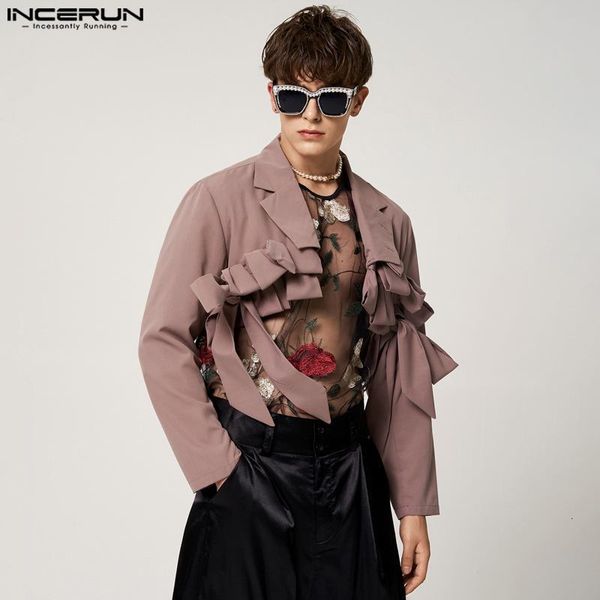 men's suits blazers fashion men blazer solid lapel long sleeve lace up open stitch 2023 irregular crop streetwear thin coats incerun 5x, White;black
men's suits blazers fashion men blazer solid lapel long sleeve lace up open stitch 2023 irregular crop streetwear thin coats incerun 5x, White;black