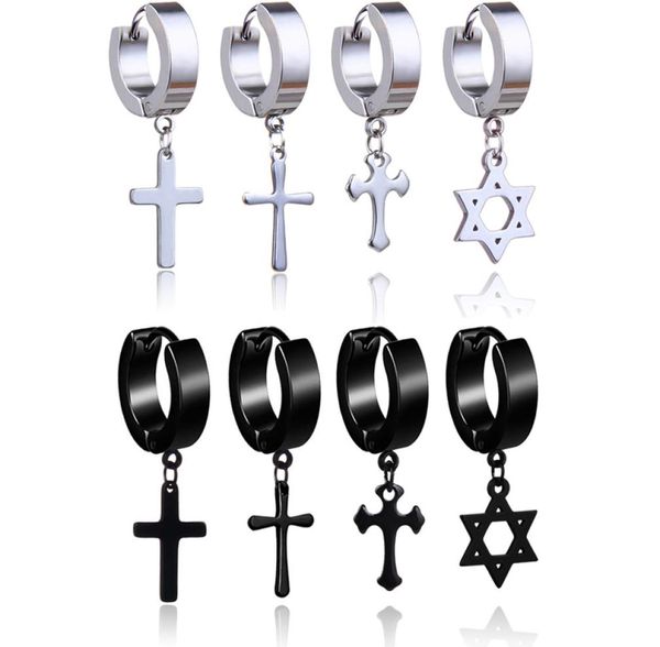 2019 stainless steel cross star drop earrings for men punk fake piercing hoop dangle earrings women fashion hypoallergenic jewelry6215381, Silver
2019 stainless steel cross star drop earrings for men punk fake piercing hoop dangle earrings women fashion hypoallergenic jewelry6215381, Silver