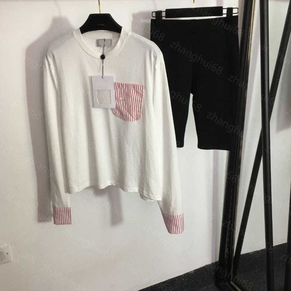 23ss women tracksuit yoga suit womens designer clothing striped color-matching pocket long sleeve t-shirt stretch skinny five shorts legging, Gray
23ss women tracksuit yoga suit womens designer clothing striped color-matching pocket long sleeve t-shirt stretch skinny five shorts legging, Gray