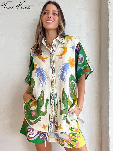 pants summer print women shirt shorts sets 2023 beach holiday casual loose lady suits short sleeve shirts elastic waist shorts set, White
pants summer print women shirt shorts sets 2023 beach holiday casual loose lady suits short sleeve shirts elastic waist shorts set, White