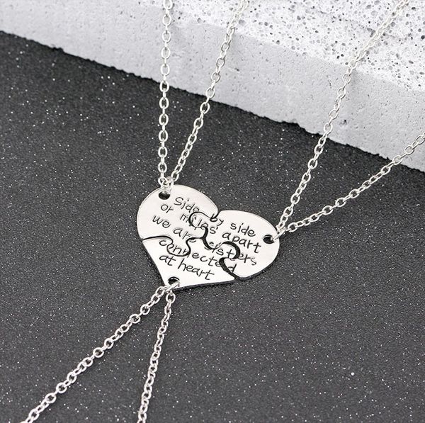 3 piece broken heart friends necklaces carved side by side or miles apart we are sisters connected at heart necklace6487011, Silver
3 piece broken heart friends necklaces carved side by side or miles apart we are sisters connected at heart necklace6487011, Silver