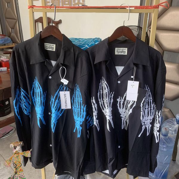 men s dress shirts wacko maria skull palm long sleeve shirt men women loose hip hop 230707, White;black
men s dress shirts wacko maria skull palm long sleeve shirt men women loose hip hop 230707, White;black