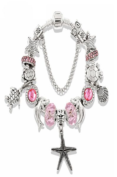 design charm bracelets vintage silver jewelry for women pink blue ocean series starfish turtle animal diamond crystal beads bangles7604982, Golden;silver
design charm bracelets vintage silver jewelry for women pink blue ocean series starfish turtle animal diamond crystal beads bangles7604982, Golden;silver