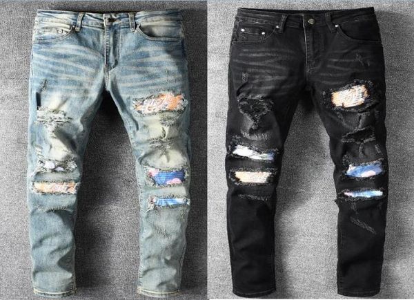 new mens printed holes jeans straight distressed ripped motor biker jeans slim fit denim jeans fashion designer pants plus size 283836316, Blue
new mens printed holes jeans straight distressed ripped motor biker jeans slim fit denim jeans fashion designer pants plus size 283836316, Blue