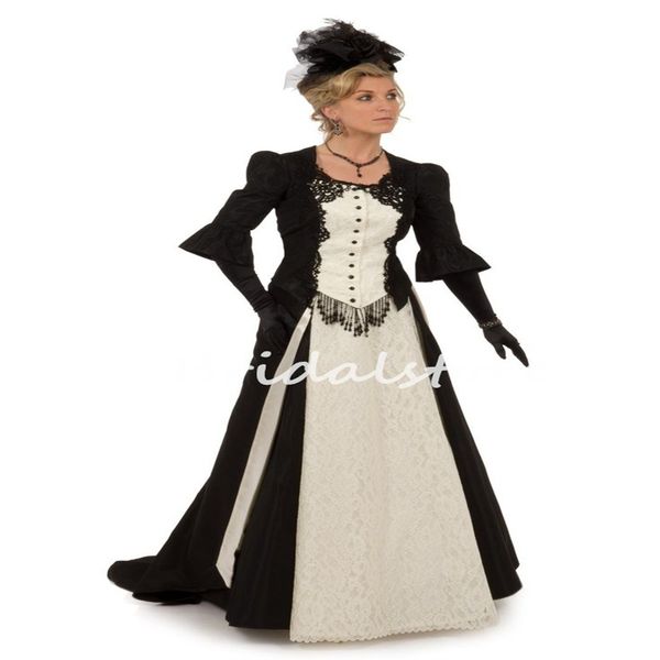 black and white gothic wedding dress victorian bustle lace bohemian country bride dress renaissance church medieval bridal gowns hippie robe
black and white gothic wedding dress victorian bustle lace bohemian country bride dress renaissance church medieval bridal gowns hippie robe