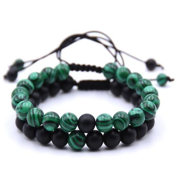two pieces set 8mm malachite natural stone beads bracelets weave charm couple strands bracelet for men and women jewellery1213578, Black
two pieces set 8mm malachite natural stone beads bracelets weave charm couple strands bracelet for men and women jewellery1213578, Black