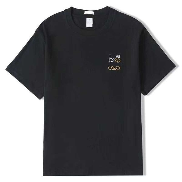 high edition summer t-shirt lowe new pure cotton round neck with black and white chest embroidery basic short sleeved t-shirt for both men w, White;black
high edition summer t-shirt lowe new pure cotton round neck with black and white chest embroidery basic short sleeved t-shirt for both men w, White;black