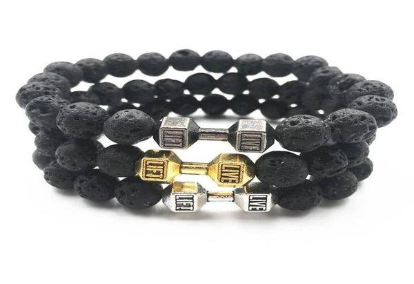 lava bracelet black volcanic stone black matte dumbbell beads fashion bracelets for women men fitness barbell jewelry mens bracele9175075, Golden;silver
lava bracelet black volcanic stone black matte dumbbell beads fashion bracelets for women men fitness barbell jewelry mens bracele9175075, Golden;silver