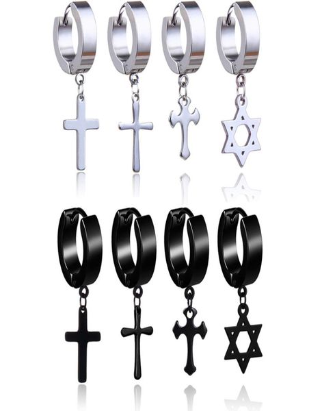 2019 stainless steel cross star drop earrings for men punk fake piercing hoop dangle earrings women fashion hypoallergenic jewelry5227722, Silver
2019 stainless steel cross star drop earrings for men punk fake piercing hoop dangle earrings women fashion hypoallergenic jewelry5227722, Silver