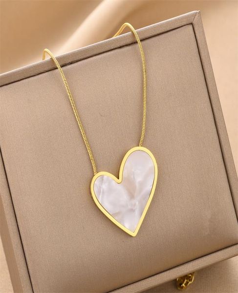 black white shell heart pendant necklace 18k gold plated stainless steel jewelry for women gift5553865, Silver
black white shell heart pendant necklace 18k gold plated stainless steel jewelry for women gift5553865, Silver