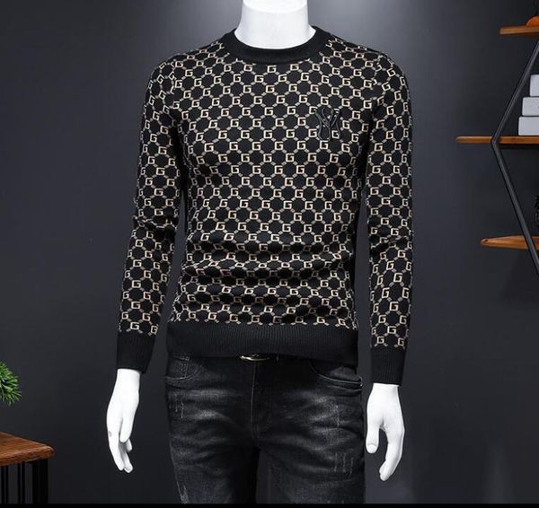 new european station fashion sweater men's light luxury autumn/winter knitwear round neck long sleeve, White;black
new european station fashion sweater men's light luxury autumn/winter knitwear round neck long sleeve, White;black