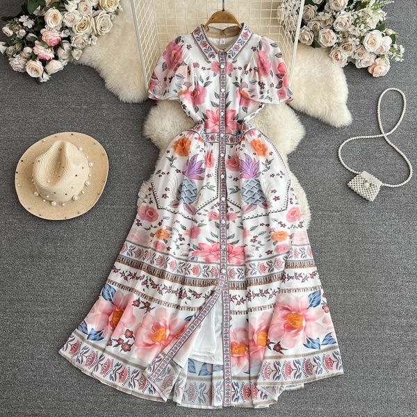 vintage palace style ruffle sleeves with rollover collar and waist to show thin single breasted a-line print dress elegant long dress, Black;gray
vintage palace style ruffle sleeves with rollover collar and waist to show thin single breasted a-line print dress elegant long dress, Black;gray