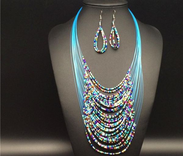 women bohemian bead silk tassel multilayer necklace and earring jewelry sets wedding party statement jewelry mix colors kx6154165, Silver
women bohemian bead silk tassel multilayer necklace and earring jewelry sets wedding party statement jewelry mix colors kx6154165, Silver