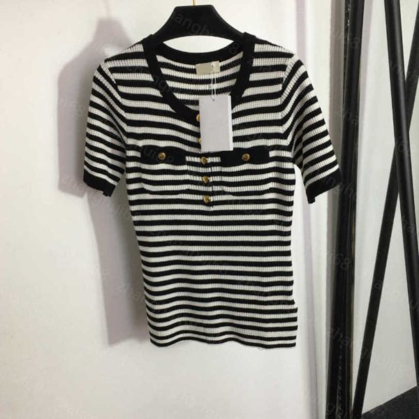 23ss womens knits womens designer clothing half button color striped short sleeve sweater womens clothes a1, White
23ss womens knits womens designer clothing half button color striped short sleeve sweater womens clothes a1, White