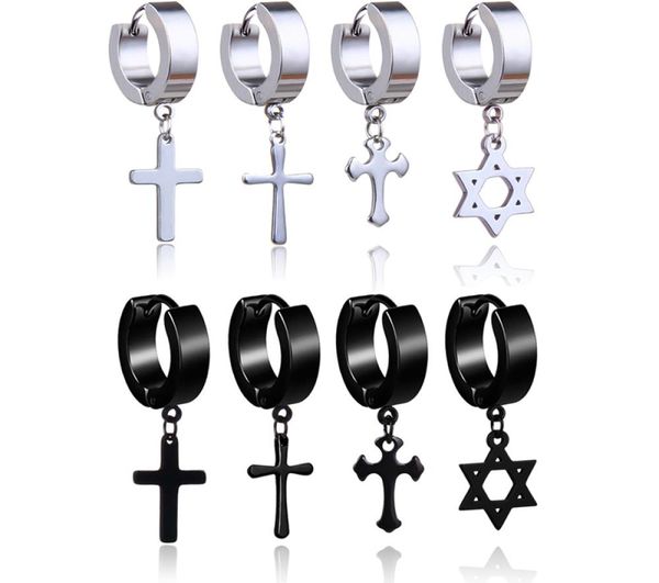 2019 stainless steel cross star drop earrings for men punk fake piercing hoop dangle earrings women fashion hypoallergenic jewelry4366648, Silver
2019 stainless steel cross star drop earrings for men punk fake piercing hoop dangle earrings women fashion hypoallergenic jewelry4366648, Silver