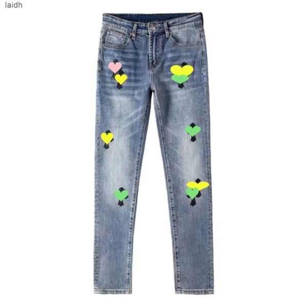men's jeans designer embroidery chrome straight trousers heart letter prints long trend brand motorcyclek88q, Blue
men's jeans designer embroidery chrome straight trousers heart letter prints long trend brand motorcyclek88q, Blue