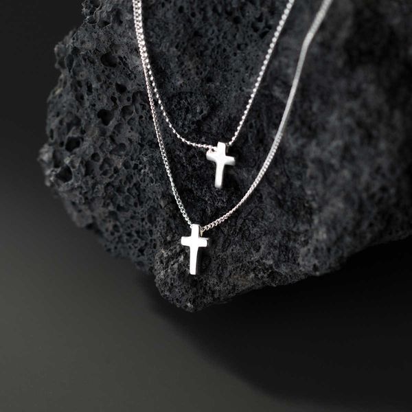 aloqi s925 sterling silver double layer cross necklace ins style design sense personalized women's neck jewelry y00269, Black
aloqi s925 sterling silver double layer cross necklace ins style design sense personalized women's neck jewelry y00269, Black