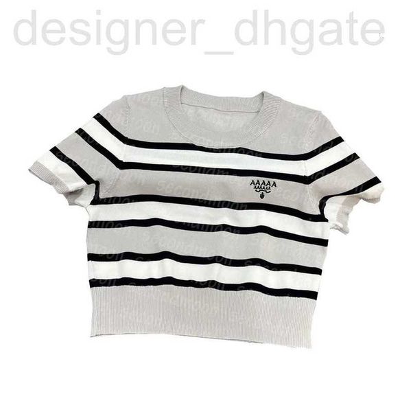 women's knits & tees designer fashion stripe tee women short sleeve crew neck knitting letter embroidered t shirt cro3, White
women's knits & tees designer fashion stripe tee women short sleeve crew neck knitting letter embroidered t shirt cro3, White