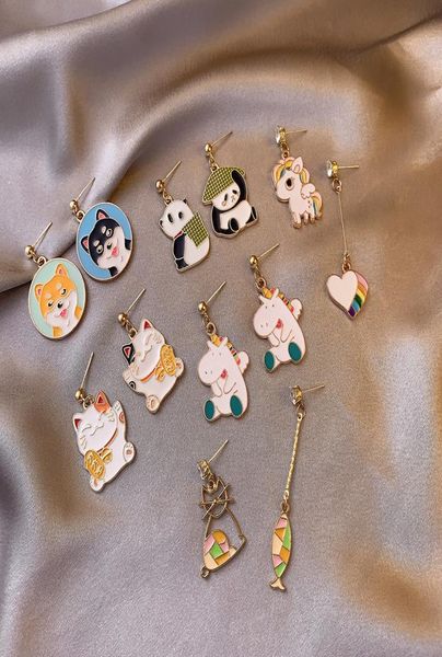new asymmetrical earrings cute panda puppy lucky cat earrings color dripping personalized small animal earrings5096525, Silver
new asymmetrical earrings cute panda puppy lucky cat earrings color dripping personalized small animal earrings5096525, Silver
