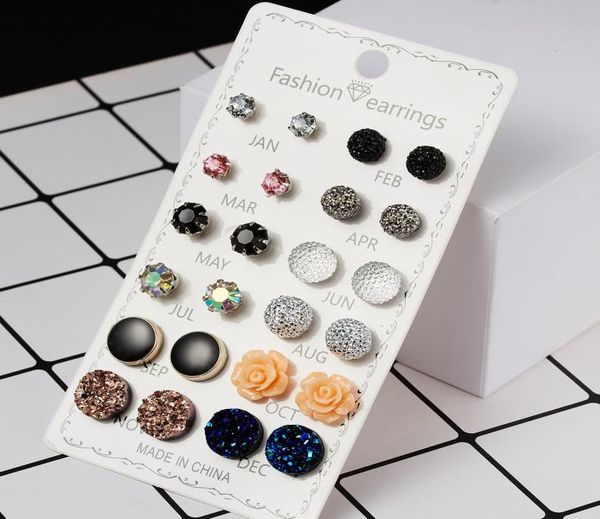 fashion stud earrings for women assorted crystals druzy resin stone round earring set5996123, Golden;silver
fashion stud earrings for women assorted crystals druzy resin stone round earring set5996123, Golden;silver