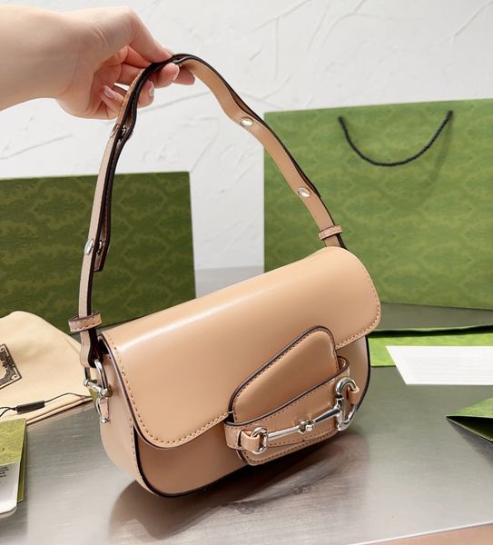 2023 women's bag genuine leather small shoulder bag luxury underarm saddle bag classic clamshell messenger bag 23x13cm