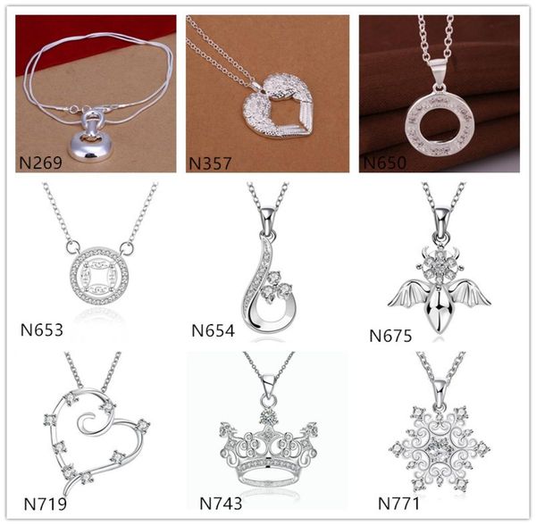 

snowflake animal shape 925 silver necklacewith chain 10 pieces a lot mixed style women039s gemstone sterling silver pendant 9100621