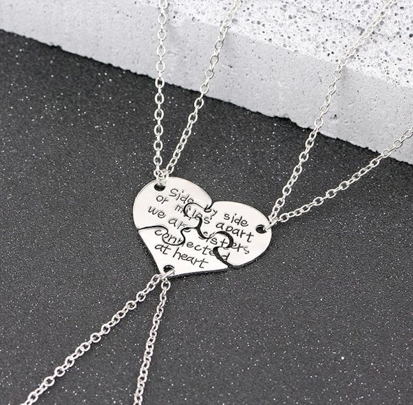3 piece broken heart friends necklaces carved side by side or miles apart we are sisters connected at heart necklace1991051, Silver
3 piece broken heart friends necklaces carved side by side or miles apart we are sisters connected at heart necklace1991051, Silver