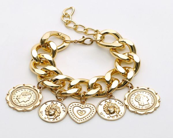 women punk style chain bracelet with charms retro adjustable gold silver bracelet for gift party 548587, Black
women punk style chain bracelet with charms retro adjustable gold silver bracelet for gift party 548587, Black