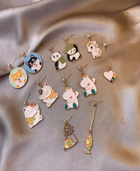 new asymmetrical earrings cute panda puppy lucky cat earrings color dripping personalized small animal earrings1865938, Silver
new asymmetrical earrings cute panda puppy lucky cat earrings color dripping personalized small animal earrings1865938, Silver