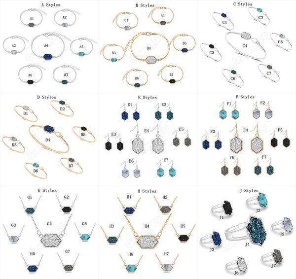 14 style druzy stone pendant necklace dangle earrings bangle rings for women geometric natural stone designer luxury jewelry5782161, Silver
14 style druzy stone pendant necklace dangle earrings bangle rings for women geometric natural stone designer luxury jewelry5782161, Silver