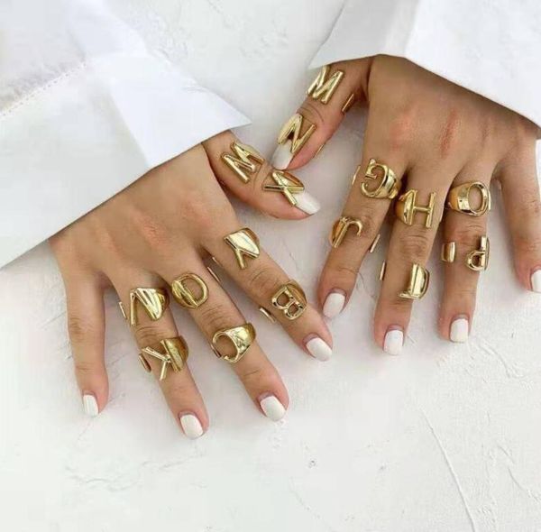 whole letter gold color metal adjustable opening ring initials name alphabet female party personalized party jewelry 9176900, Silver
whole letter gold color metal adjustable opening ring initials name alphabet female party personalized party jewelry 9176900, Silver