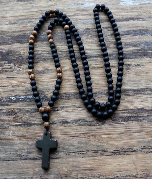6mm black stone wood beads with black stone cross pendant mens rosary necklace mens jewelry 20209228495, Silver
6mm black stone wood beads with black stone cross pendant mens rosary necklace mens jewelry 20209228495, Silver