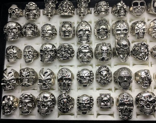 whole 50pcs lot vintage skull skeleton jewelry rings punk mixed style rings for man6818598, Silver
whole 50pcs lot vintage skull skeleton jewelry rings punk mixed style rings for man6818598, Silver