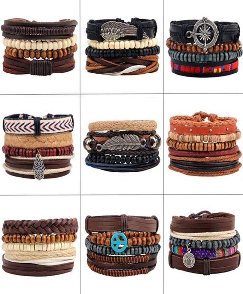 4pcsset handmade boho gypsy hippie black leather rope cord wing hand leaves compass charm stackable wrap bracelets for man3592181, Golden;silver
4pcsset handmade boho gypsy hippie black leather rope cord wing hand leaves compass charm stackable wrap bracelets for man3592181, Golden;silver