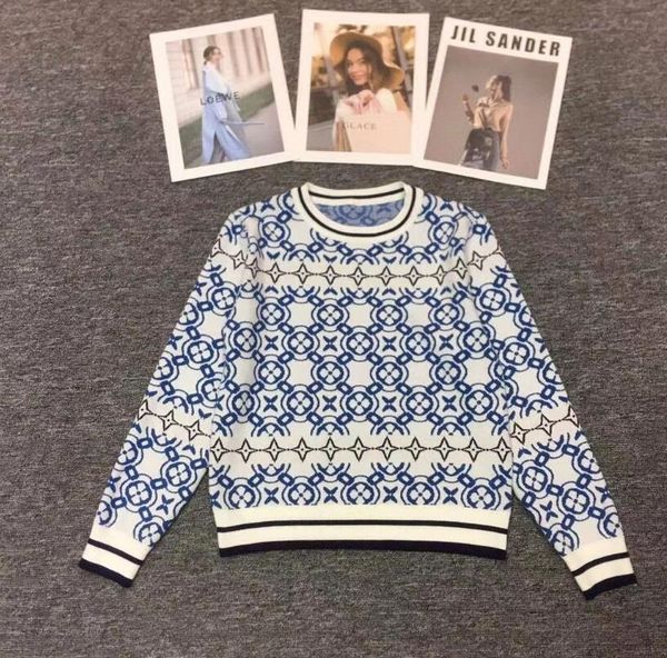 women sweater new for luxury designer sweater round neck striped fashion long sleeve high end jacquard knitting coats, White;black
women sweater new for luxury designer sweater round neck striped fashion long sleeve high end jacquard knitting coats, White;black