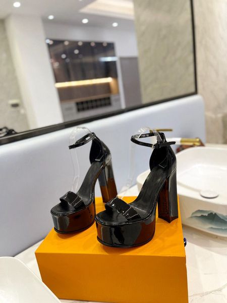 luxury brand womens platform high heel 14.5cm sandals shoes real patent leather shoes size 35-42, Black
luxury brand womens platform high heel 14.5cm sandals shoes real patent leather shoes size 35-42, Black
