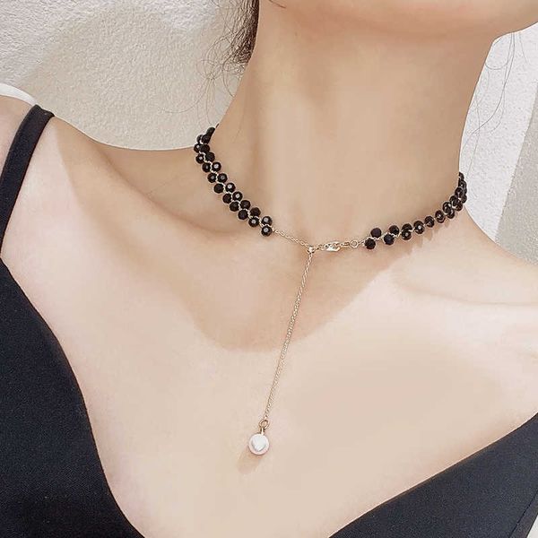pendant necklaces neckchain women's clavicle necklace high grade neck pearl sweater chain high grade black atmosphere crystal accessori, Silver
pendant necklaces neckchain women's clavicle necklace high grade neck pearl sweater chain high grade black atmosphere crystal accessori, Silver