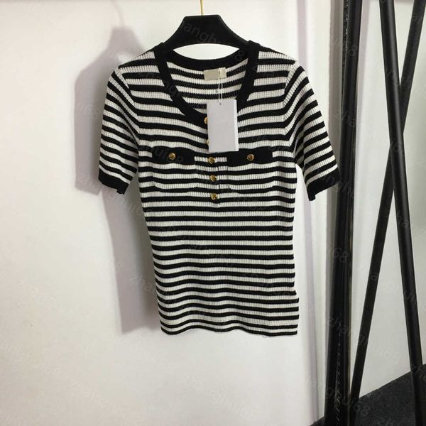 23ss womens knits womens designer clothing half button color striped short sleeve sweater womens clothes, White
23ss womens knits womens designer clothing half button color striped short sleeve sweater womens clothes, White