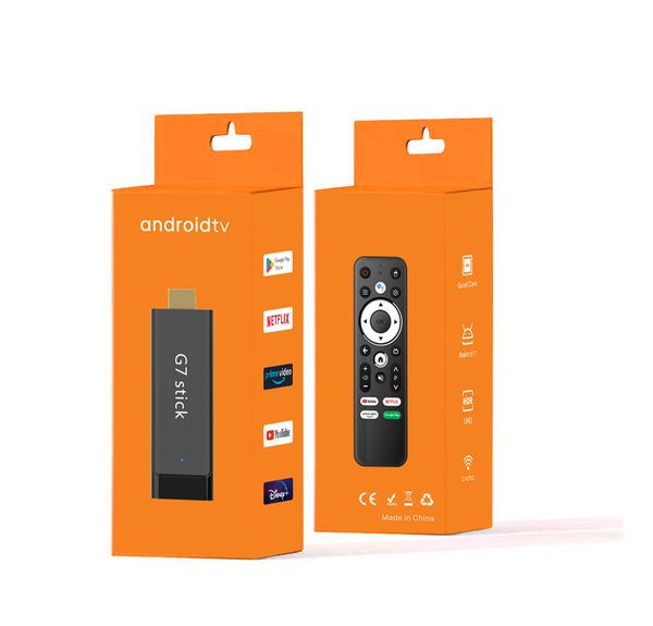 

g7 stick 4k tv box amlogic s905y4 2g 16g wifi bt 4.2 media player smart android 11 atv tv stick