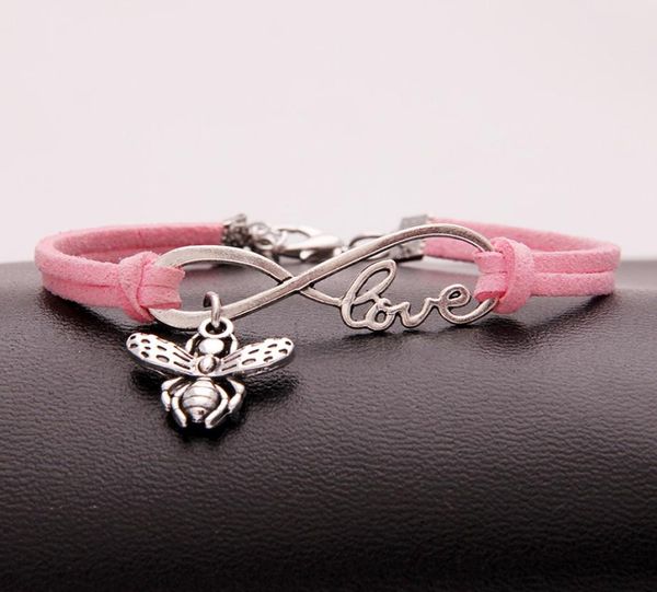 new fashion wrap couples infinity love bee bracelet for women men single layers pink leather suede bangles simple statement jewelr3437167, Golden;silver
new fashion wrap couples infinity love bee bracelet for women men single layers pink leather suede bangles simple statement jewelr3437167, Golden;silver
