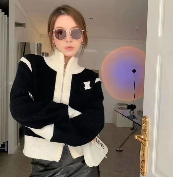 women's sweaters luxury brand patchwork cardigan zippers women design buttons pockets vintage sweater, White;black
women's sweaters luxury brand patchwork cardigan zippers women design buttons pockets vintage sweater, White;black